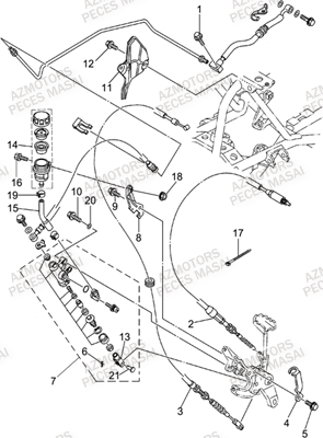 Maitre Cylindre Arriere AZMOTORS Pièces Quad A500i (Apres 2012)