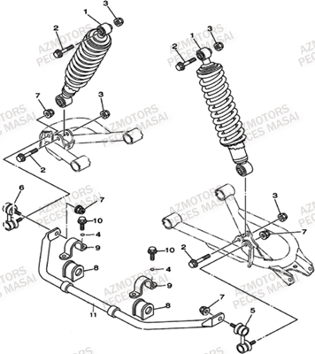 Suspension Arriere AZMOTORS Pièces Quad A500i (Apres 2012)