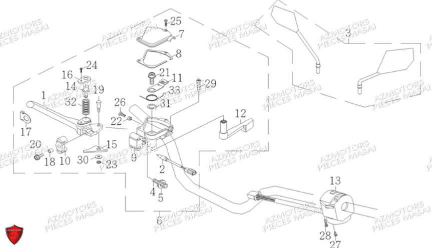 Commandes Au Guidon MASAI Pieces Quad A50XL [2015]