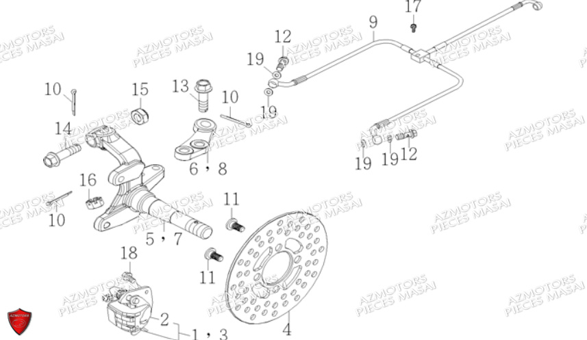 PIVOTS FREIN AVANT AZMOTORS A50XL