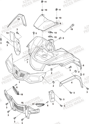 Carrosserie Avant MASAI Pièces Quad A550IX ET A550IX EPS