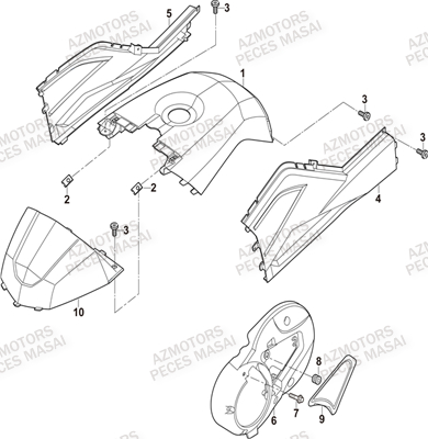 Carrosserie Reservoir MASAI Pièces Quad A550IX ET A550IX EPS