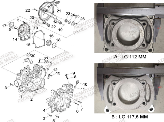 Carters Moteur MASAI Pièces Quad A550IX ET A550IX EPS