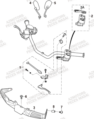 Ensemble Poignee Gauche MASAI Pièces Quad A550IX ET A550IX EPS