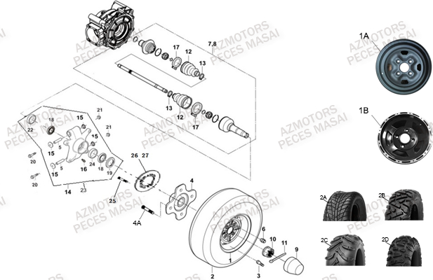 ESSIEU ARRIERE AZMOTORS A550IX A550IX EPS