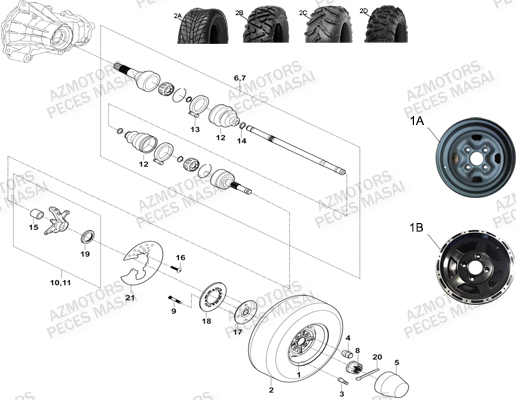 Essieu Avant MASAI Pièces Quad A550IX ET A550IX EPS