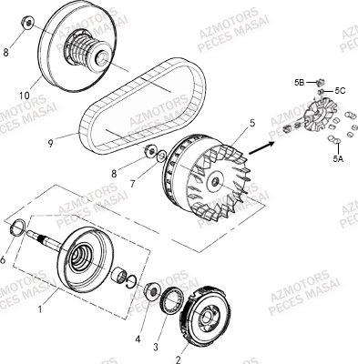 VARIATEUR MASAI Pièces Quad A550IX ET A550IXEPS