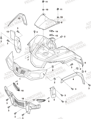 Carrosserie Avant AZMOTORS Pièces Quad A550i INFINITE et A550i EPS