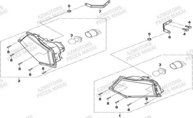 Eclairage Avant AZMOTORS Pièces Quad A550i INFINITE et A550i EPS