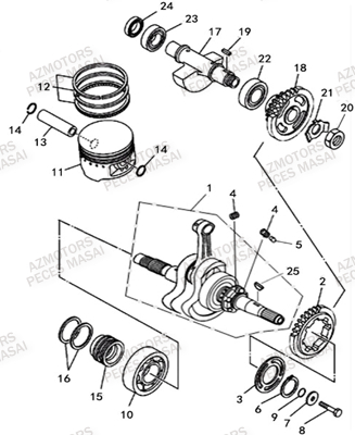 Embiellage AZMOTORS Pièces Quad A550i INFINITE et A550i EPS