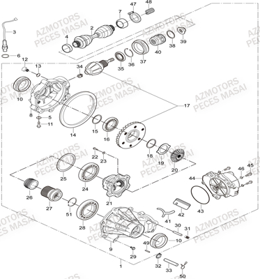 Pont Avant AZMOTORS Pièces Quad A550i INFINITE et A550i EPS