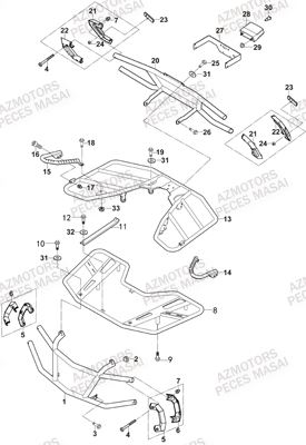 Porte Bagages AZMOTORS Pièces Quad A550i INFINITE et A550i EPS