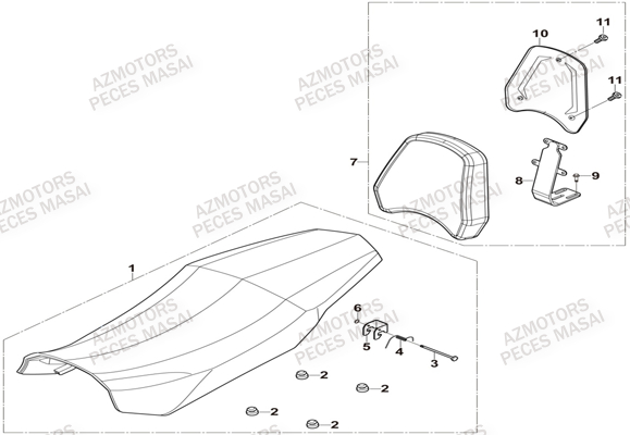 Selle AZMOTORS Pièces Quad A550i INFINITE et A550i EPS