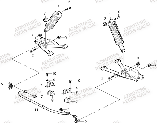 Suspension Arriere MASAI Pièces Quad A550i INFINITE et A550i EPS