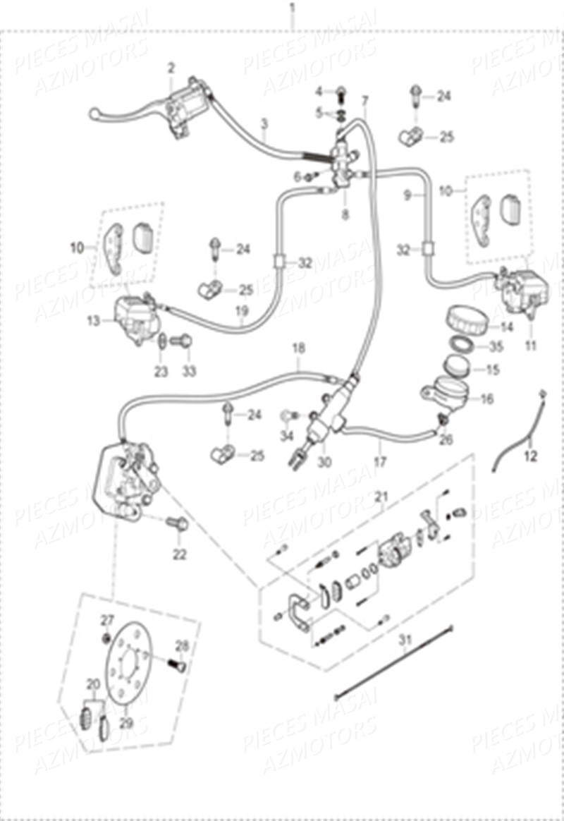 SYSTEME FREINAGE vue eclate Pièces Quad A550 INFINITY [2015] détachées