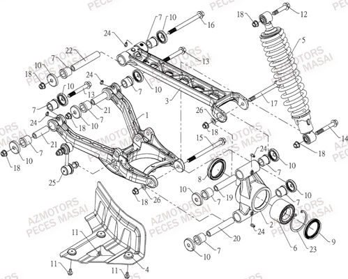 Suspension Arriere Gauche MASAI Pièces Quad A700 (apres 2010)
