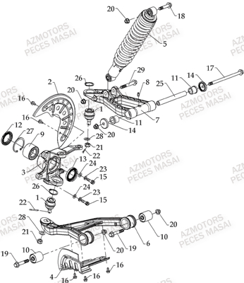 Suspension Avant Droite MASAI Pièces Quad A700 (apres 2010)
