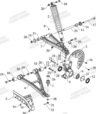 SUSPENSION AVANT GAUCHE AZMOTORS A700 APRES 2010