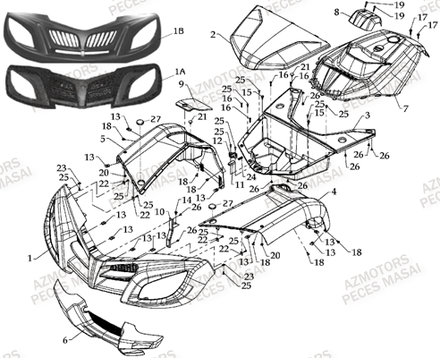 Carrosserie Avant AZMOTORS Pièces Quad A700 (Avant 2010)