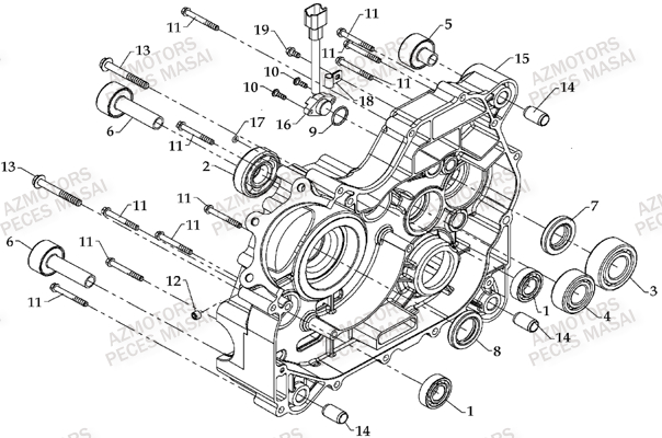 Carter Moteur Droit MASAI Pièces Quad A700 (Avant 2010)