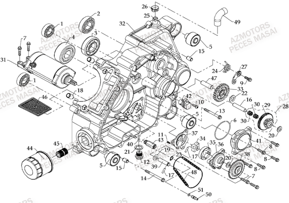 Carter Moteur Gauche MASAI Pièces Quad A700 (Avant 2010)