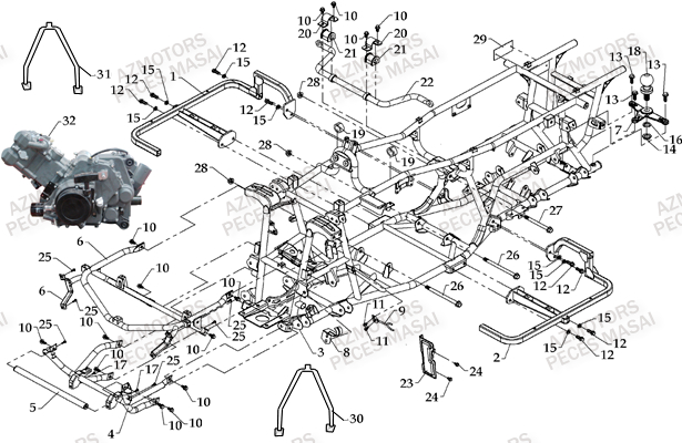 Chassis AZMOTORS Pièces Quad A700 (Avant 2010)