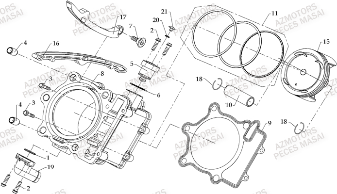 Cylindre AZMOTORS Pièces Quad A700 (Avant 2010)