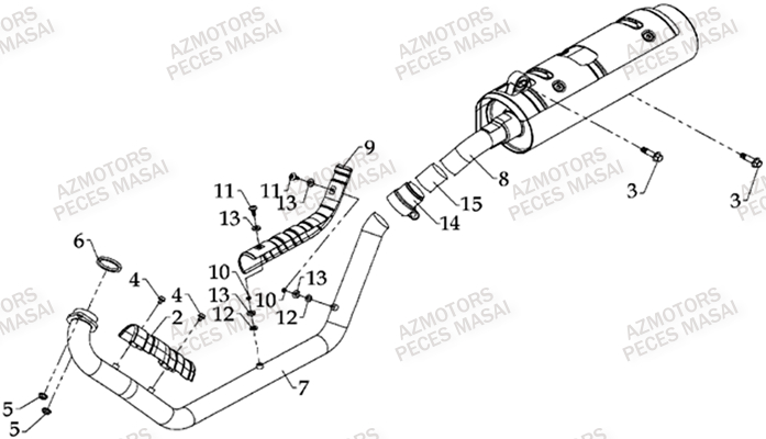 Echappement AZMOTORS Pièces Quad A700 (Avant 2010)