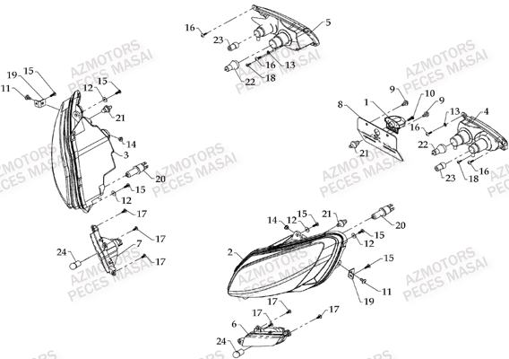 Eclairage AZMOTORS Pièces Quad A700 (Avant 2010)