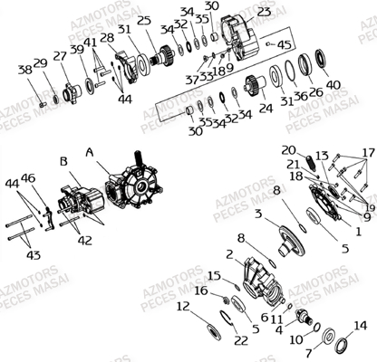 Pont Arriere Detaille AZMOTORS Pièces Quad A700 (Avant 2010)