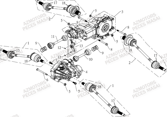 Pont Ar Et Pont Av AZMOTORS Pièces Quad A700 (Avant 2010)