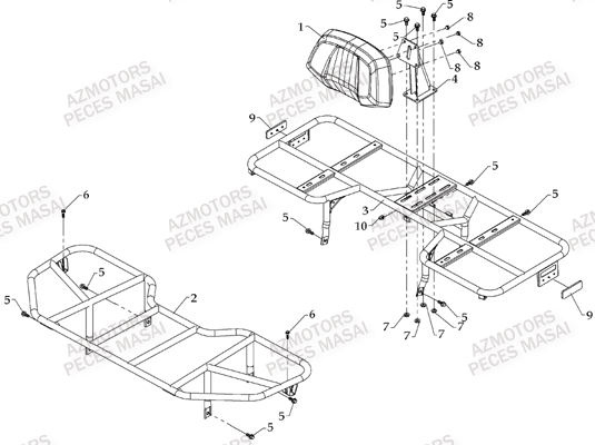 Porte Bagages AZMOTORS Pièces Quad A700 (Avant 2010)