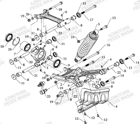 Suspension Arriere Droite AZMOTORS Pièces Quad A700 (Avant 2010)