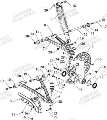 Suspension Avant Gauche MASAI Pièces Quad A700 (Avant 2010)