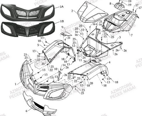 Carrosserie Avant AZMOTORS Pièces Quad A800i Ultimate