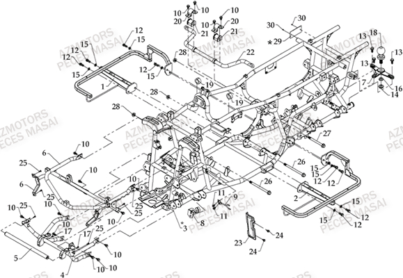 Chassis AZMOTORS Pièces Quad A800i Ultimate