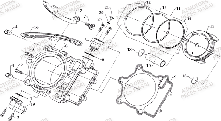 Cylindre AZMOTORS Pièces Quad A800i Ultimate