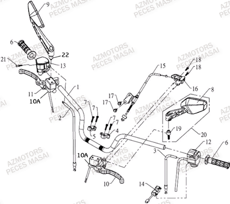 Guidon AZMOTORS Pièces Quad A800i Ultimate