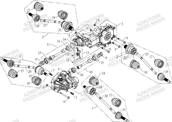 Pont Arriere Et Avant AZMOTORS Pièces Quad A800i Ultimate