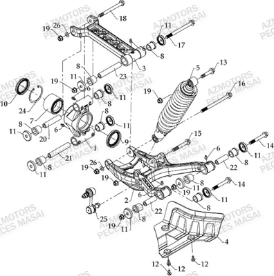 SUSPENSION ARRIERE DROITE AZMOTORS A800 I