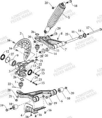 Suspension Avant Droite AZMOTORS Pièces Quad A800i Ultimate