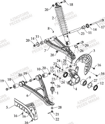 Suspension Avant Gauche MASAI Pièces Quad A800i Ultimate