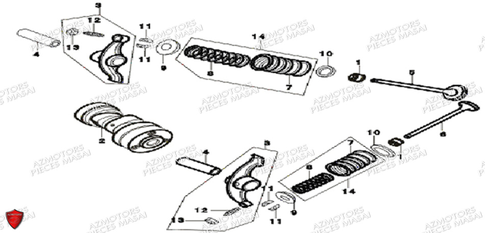 ARBRE A CAMES SOUPAPES AZMOTORS A90