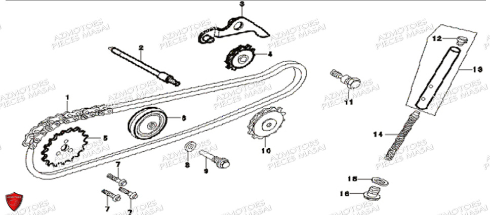 Chaine De Distribution Tendeur MASAI Pièces Quad A90