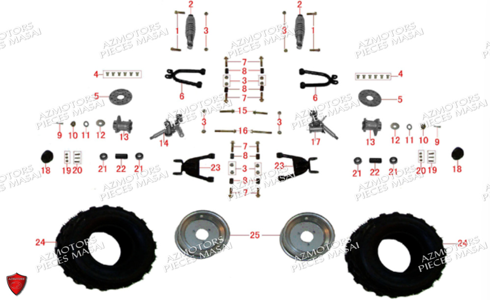 SUSPENSION ET ROUES AVANT AZMOTORS A90