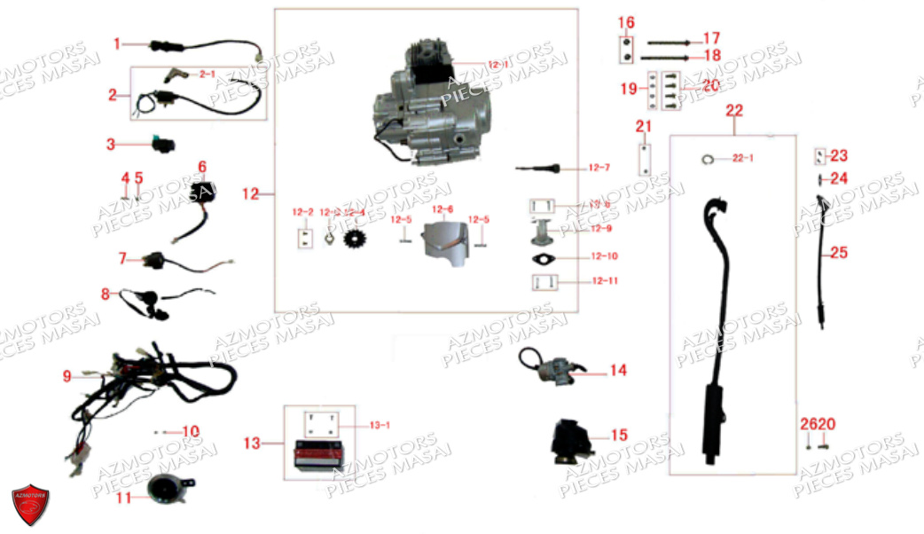 Systeme Electrique MASAI Pièces Quad A90