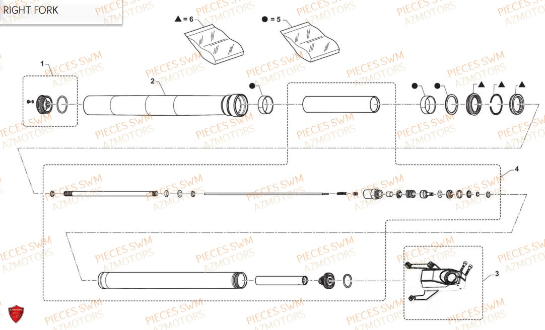Fourche Droite SWM Pieces SWM Origine ACE OF SPADES 125 E5(2021)
