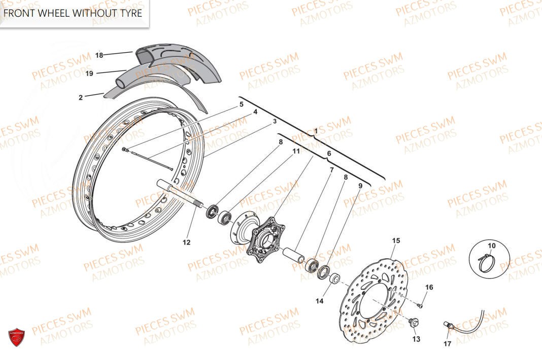 Roue Avant SWM Pieces SWM Origine ACE OF SPADES 125 E5(2021)
