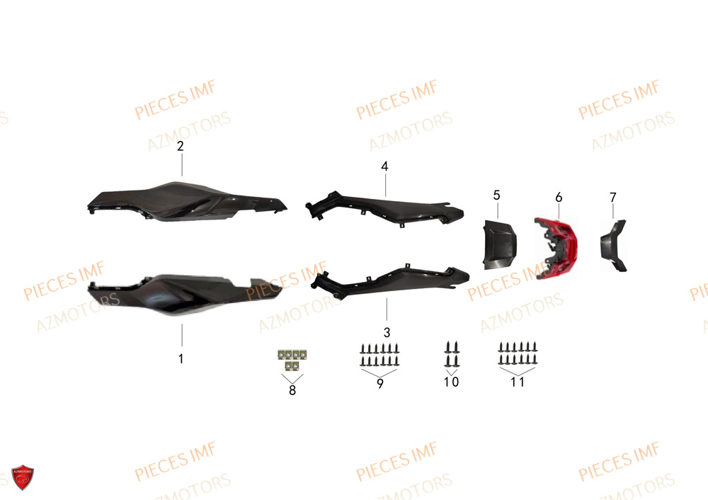 Carenages Et Feu Arriere AZMOTORS PIECES ADN 125 4T EURO 5+