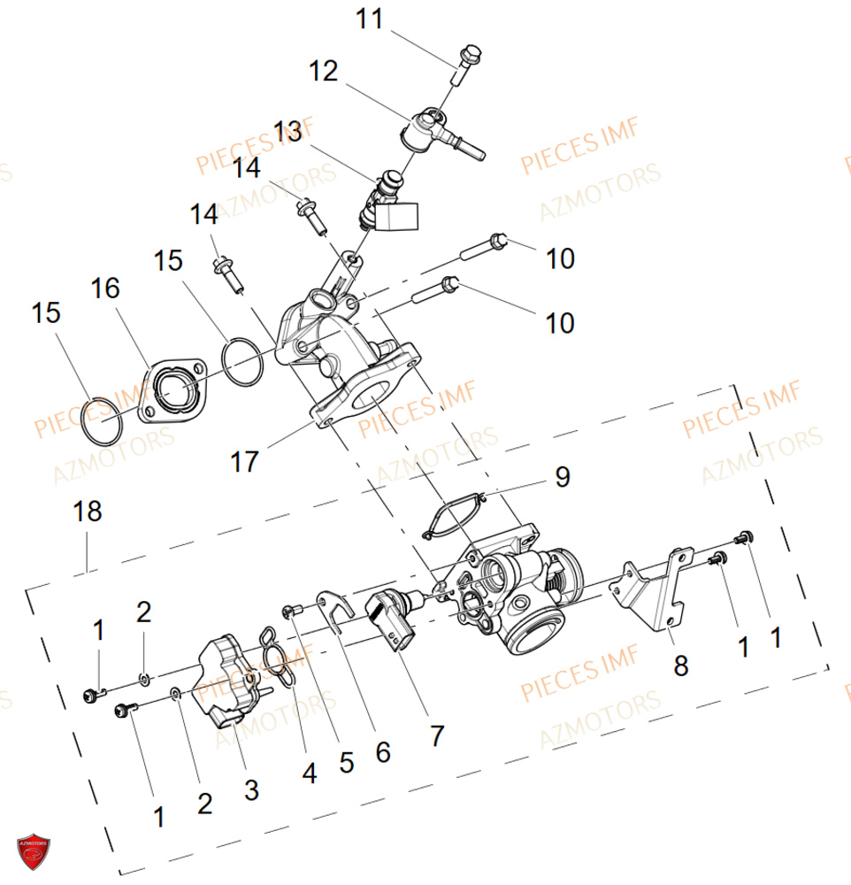 Corps A Injection AZMOTORS PIECES ADN 125 4T EURO 5+